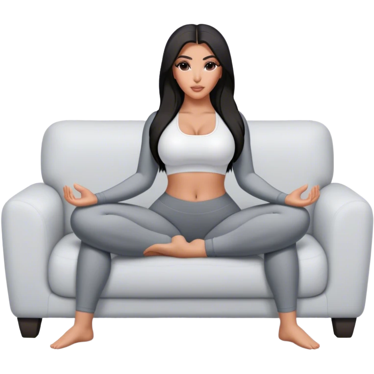 hyper-realistic kim kardashian in yoga pants on couch comfy emoji