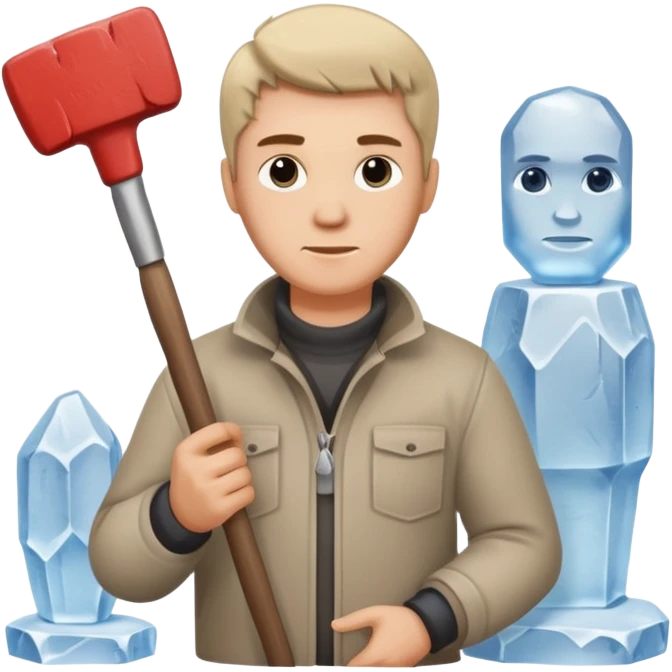 Sculptor with chisel & mallet,Ice Sculptors. emoji