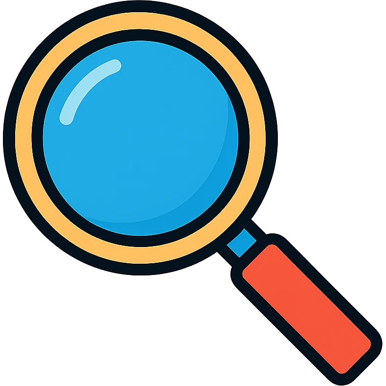 clean and modern magnifying lens icon representing searching, positioned in the bottom right corner emoji
