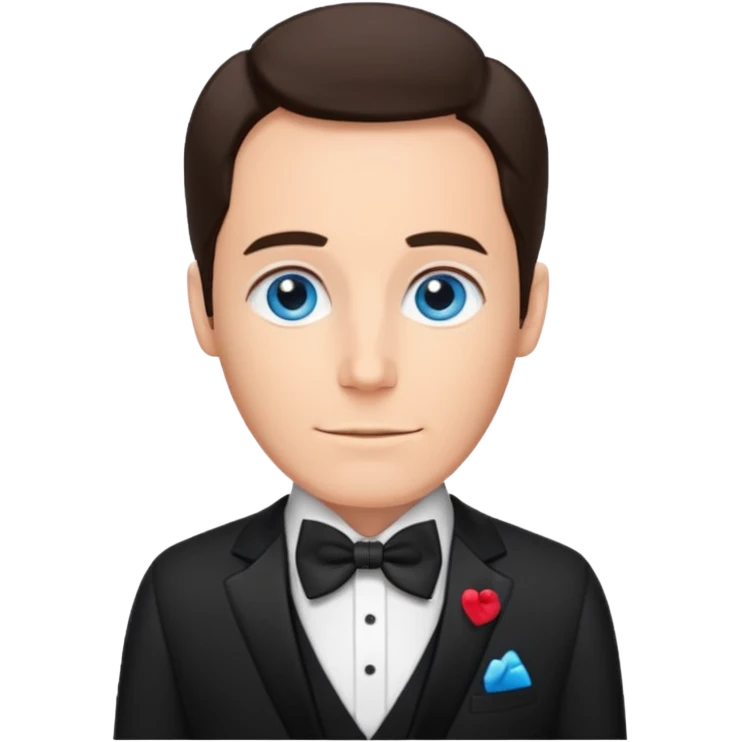 Andy Williams with blue eyes, black suit with bow tie emoji
