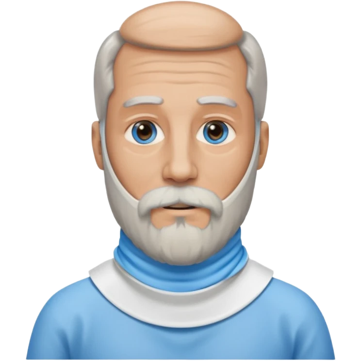 Older man with a full long beard, a medical neck brace, and blue eyes. emoji