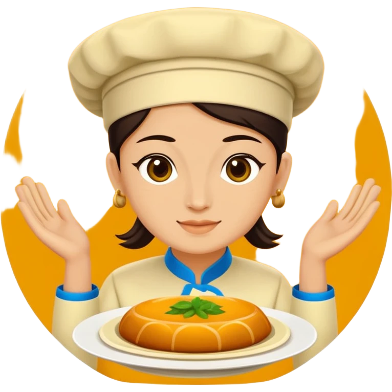 Uzbek cuisine humanless avatar in bright illustration. Classic dishes like plov, warm golden and earthy tones, simple shapes, flat design, high contrast, friendly and appetizing. emoji