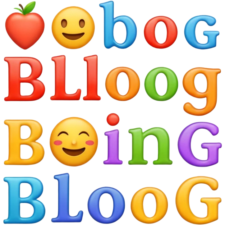 the word BLOG in bright colors, traditional emoji style, subtle drop shadow, transparent background emoji