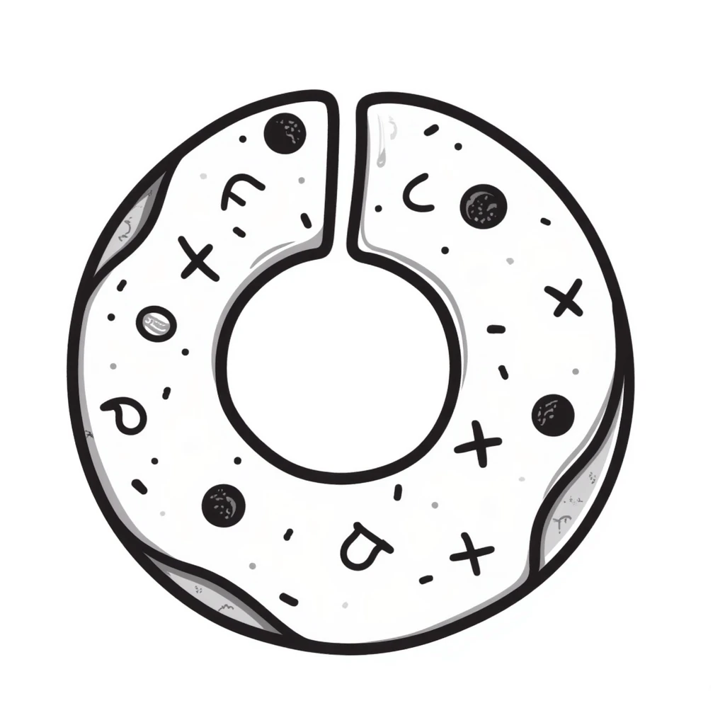 hand-drawn doodle style donut chart with playful lines emoji