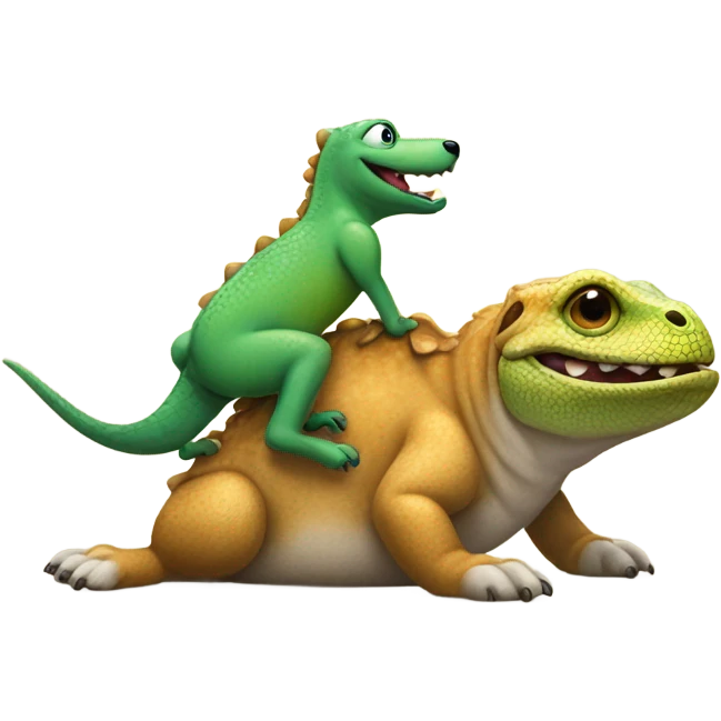 dog riding lizard emoji