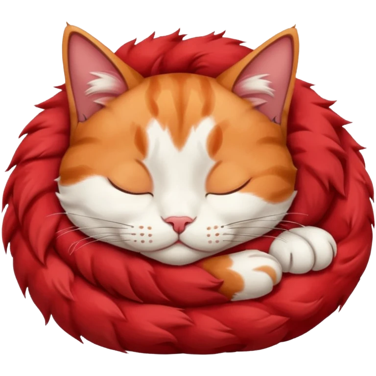Curled Sleeping Cat red emoji