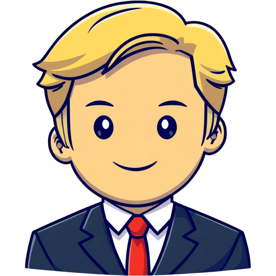 Oleg Tinkov, smiling, blond hair, wearing a business suit emoji