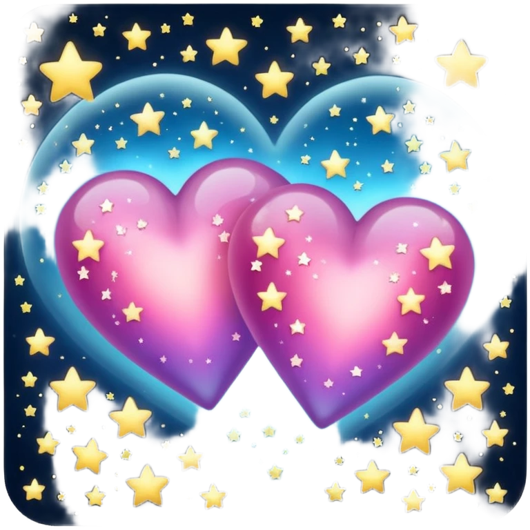 Two hearts one beyond one another with stars in it emoji