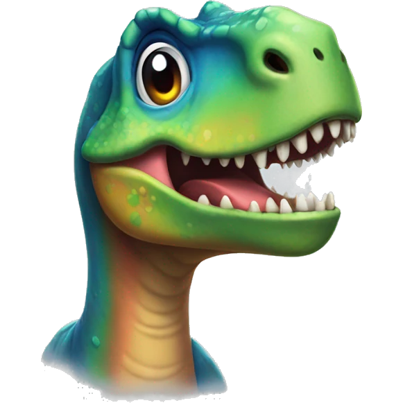 A rainbow-eyed dinosaur. emoji