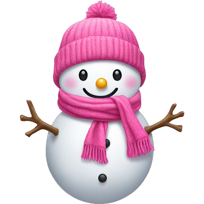 Pink snowman with pink hat and scarf emoji