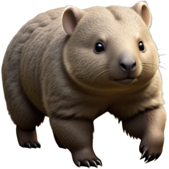 cinematic-stout wombat-realistic-full-body-waddling-emoji,-stout-muscular-frame-covered-in-coarse-brown-fur,-short-powerful-legs-trotting-determinedly-through-bushland,-round-dark-eyes-filled-with-calm-confidence,-tiny-rounded-ears-twitching-slightly,-strong-digging-claws-visible-on-sturdy-paws,-simplified-yet-realistic-focused-features,-highly-detailed,-glowing-with-a-subtle-earthy-glow emoji