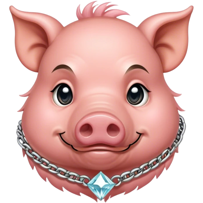 Hairy pig, tatto on face with diamont chain on the neck emoji
