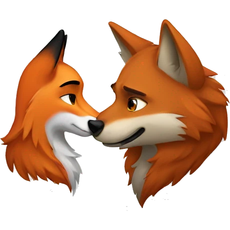 A fox and a wolf inlove  emoji