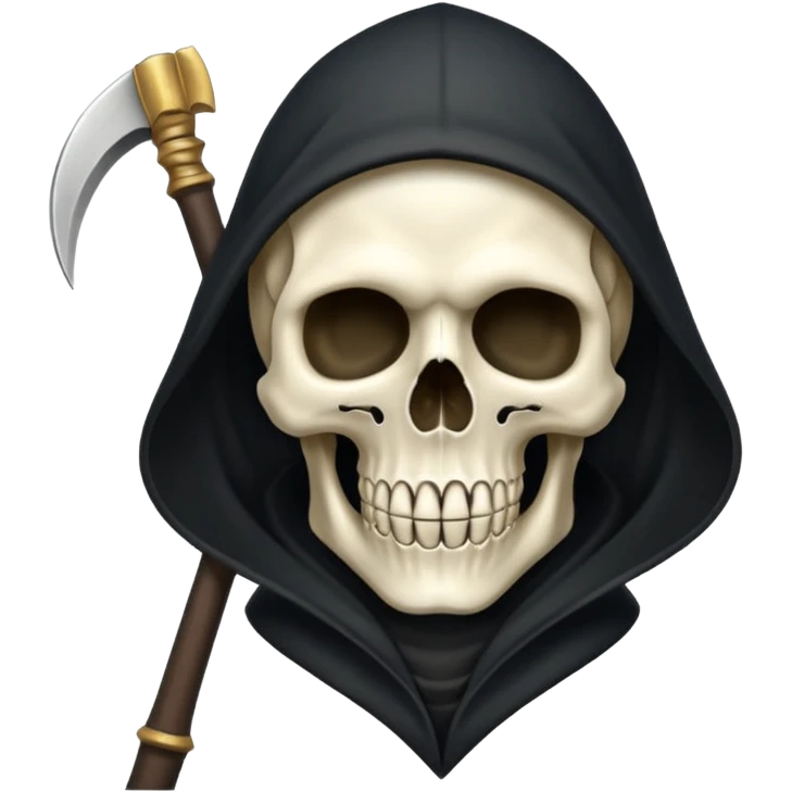 zoomed black hood skull scythe emoji