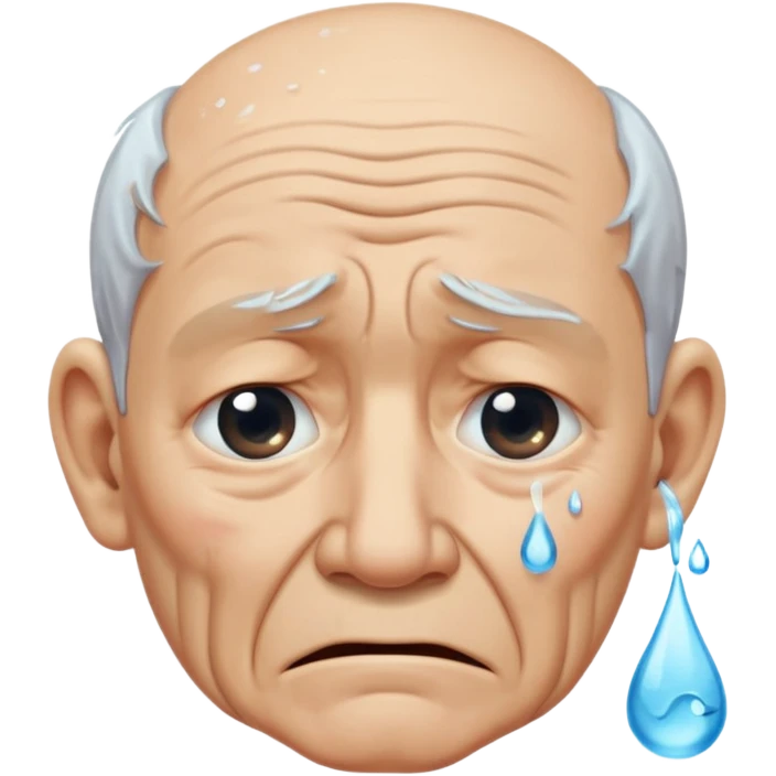 old man crying with water droplet tears in eyes  emoji
