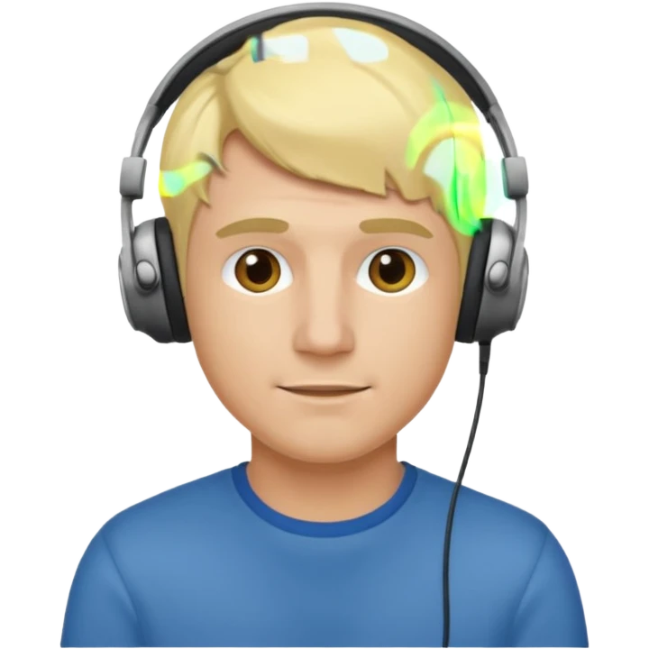 blonde man wearing headphones emoji