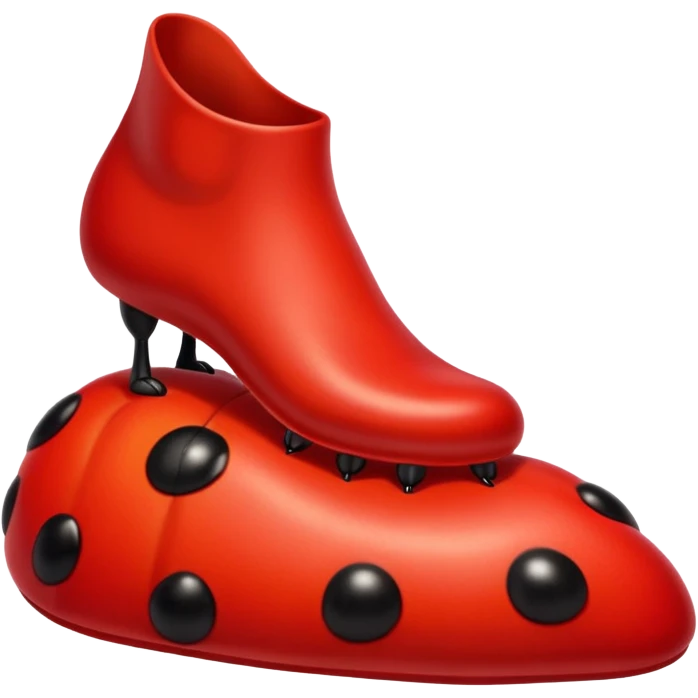 showing a cartoon human foot stepping on a small bug (like a ladybug), slightly squished but cartoonish, no violence, playful Apple emoji style emoji