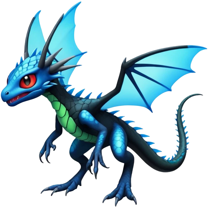Cool Edgy black-blue ethereal badass punky Trico-Flygon-animal-creature full body emoji