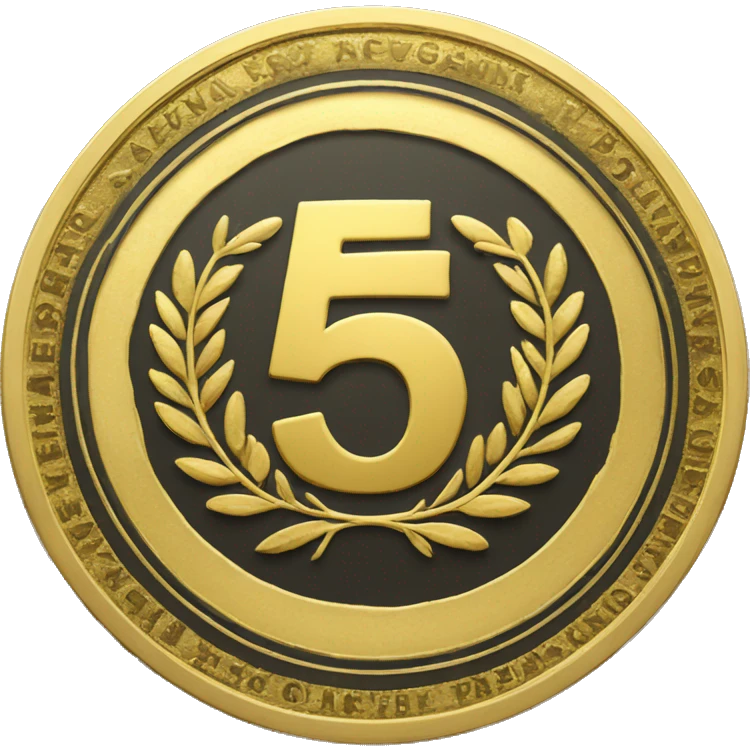 gold coin with large "50" label in center and laurel emoji