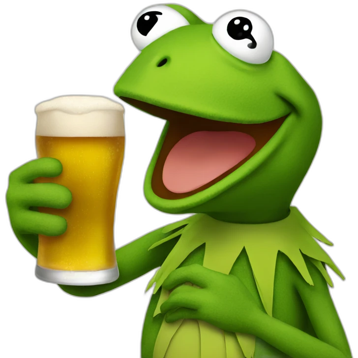 kermit frog drinking beer emoji