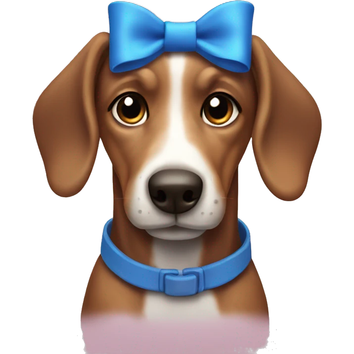 Blue bow Dashound  emoji