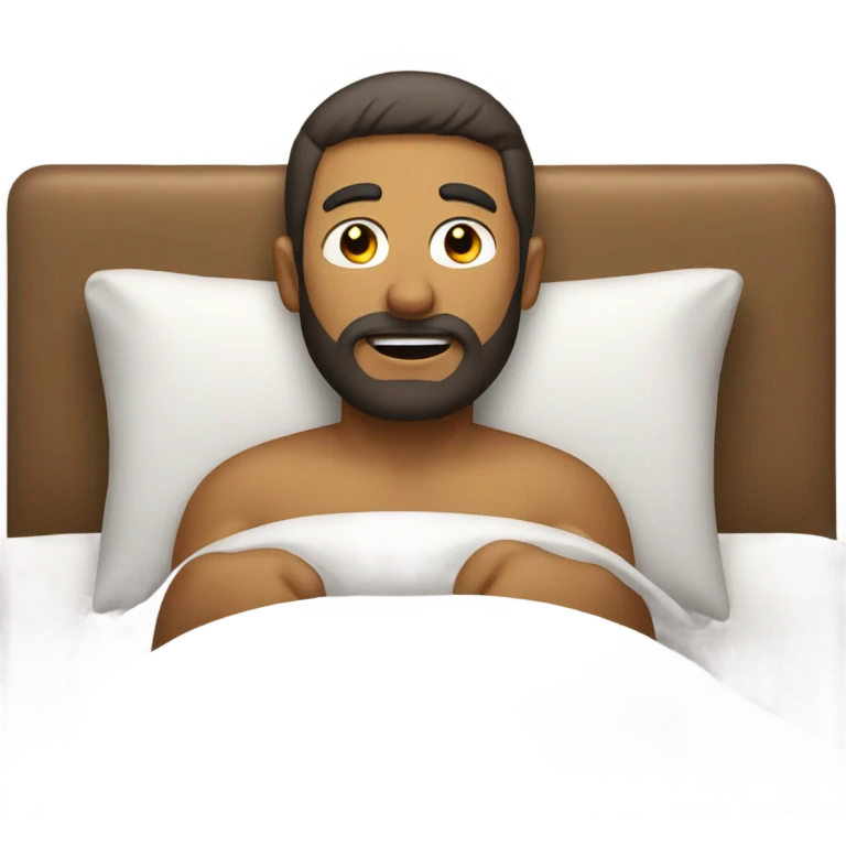 Tan man with beard in bed  emoji