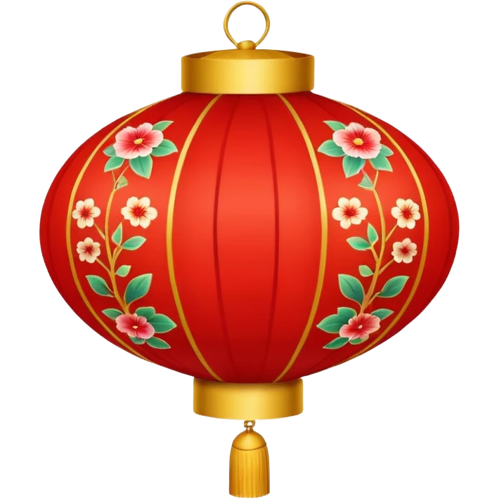 cute chinese red lantern with floral decoratons emoji
