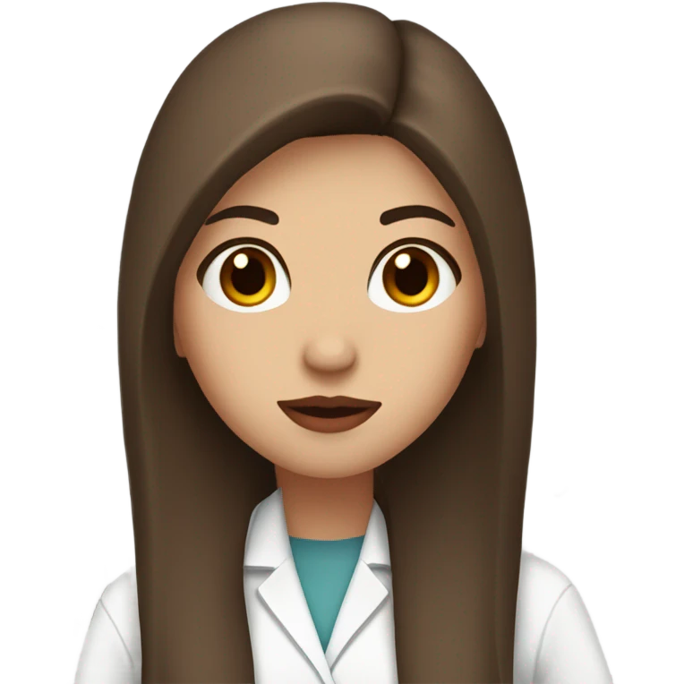 pretty Female doctor long straight brown hair amber eyes and red lips  emoji
