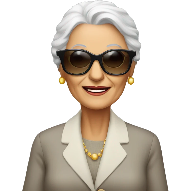 stylish elderly woman using sunglasses emoji