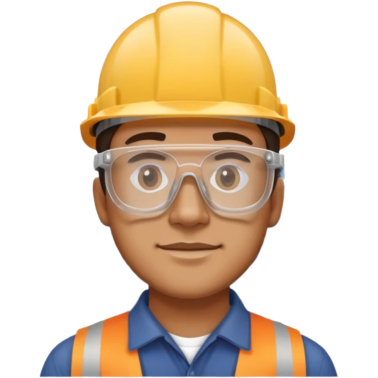 man making a model of a building wearing transparent protective safety glasses emoji