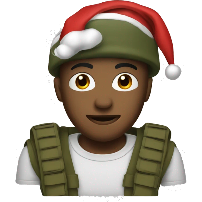 A soldier with a santa hat emoji