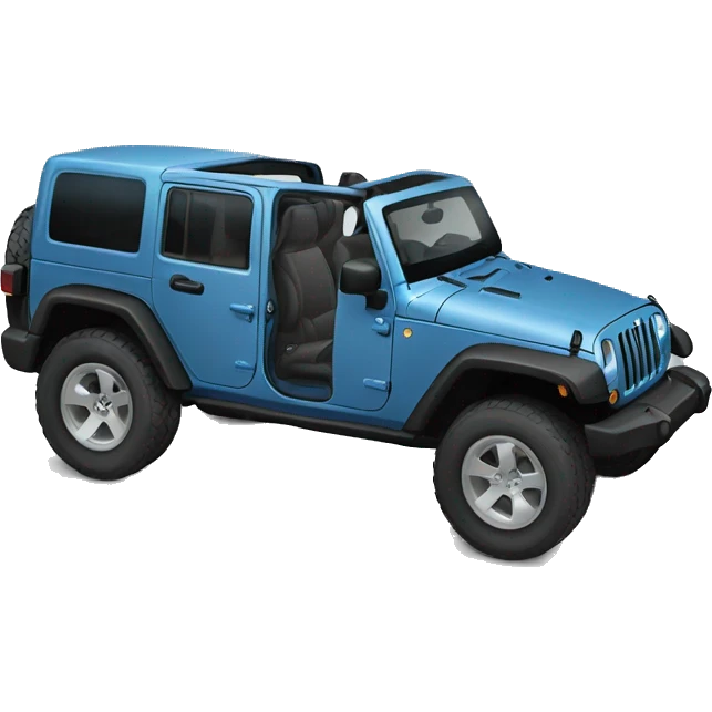 jeep Wrangler in the color blue grey big wheels emoji