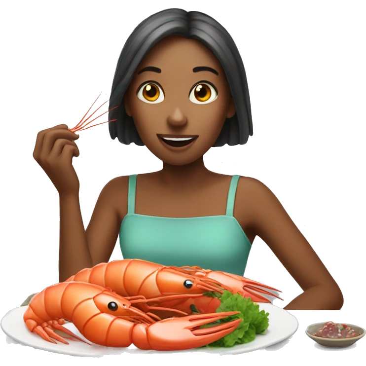 Girl eating prawns emoji