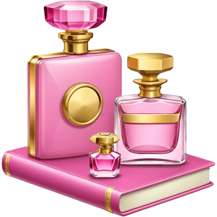 pink bookbook and fragance emoji
