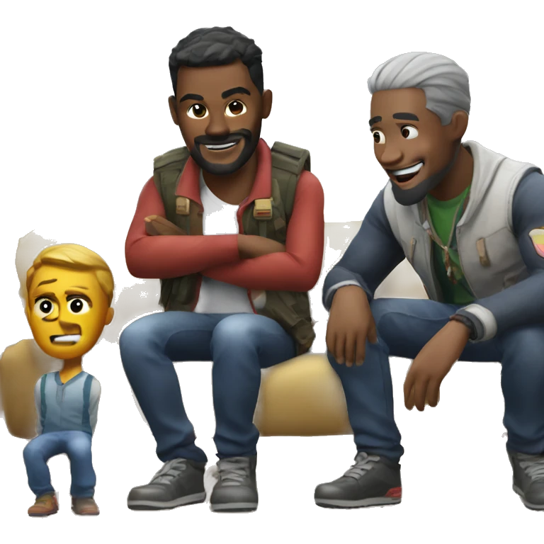 Uncle playing Fortnite with colleague boys emoji