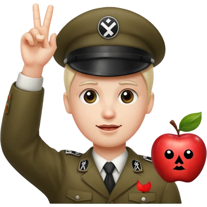 Apple person emoji doing a nazi salute emoji