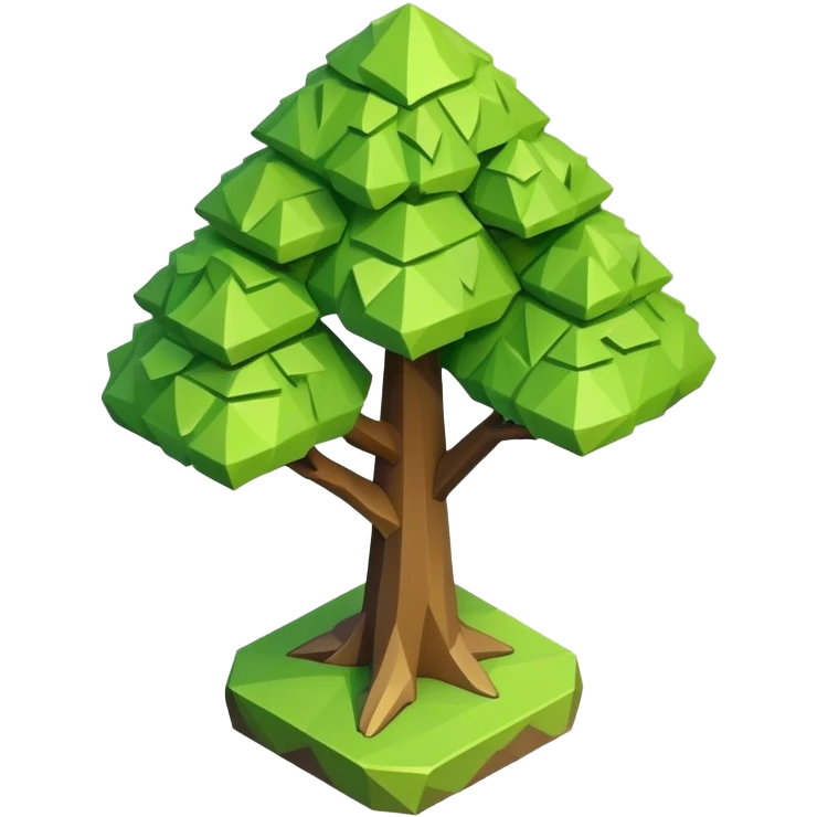 isometric rugged small low poly tree emoji