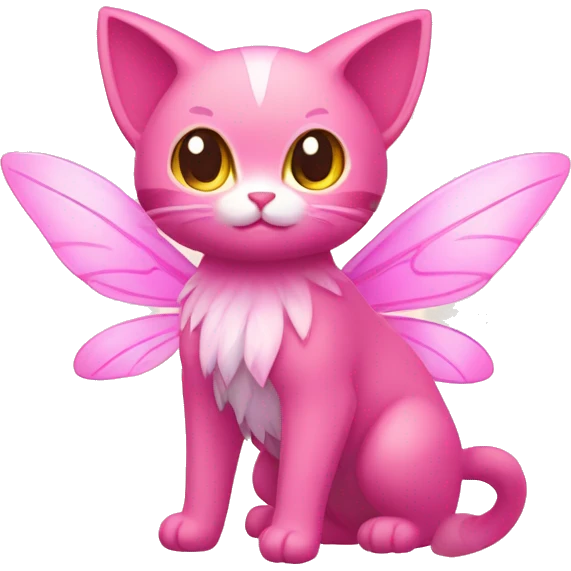 Shiny Pink Grass-type-Fairy-type-Fakémon-Cat full body emoji