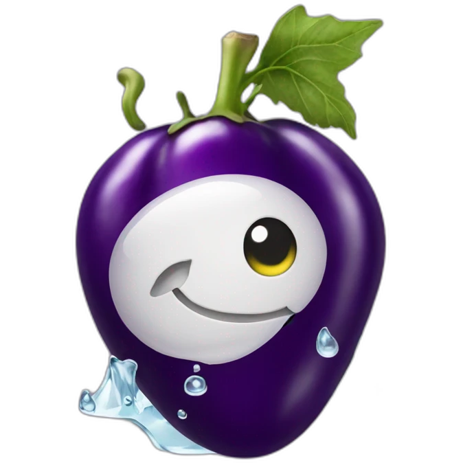 Aubergine with water coming out of it emoji