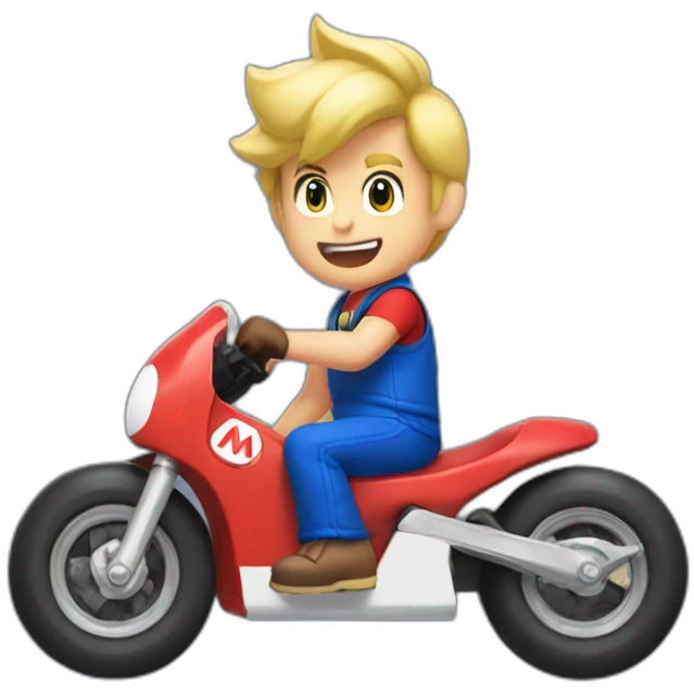 Blonde boy playing Mario kart emoji