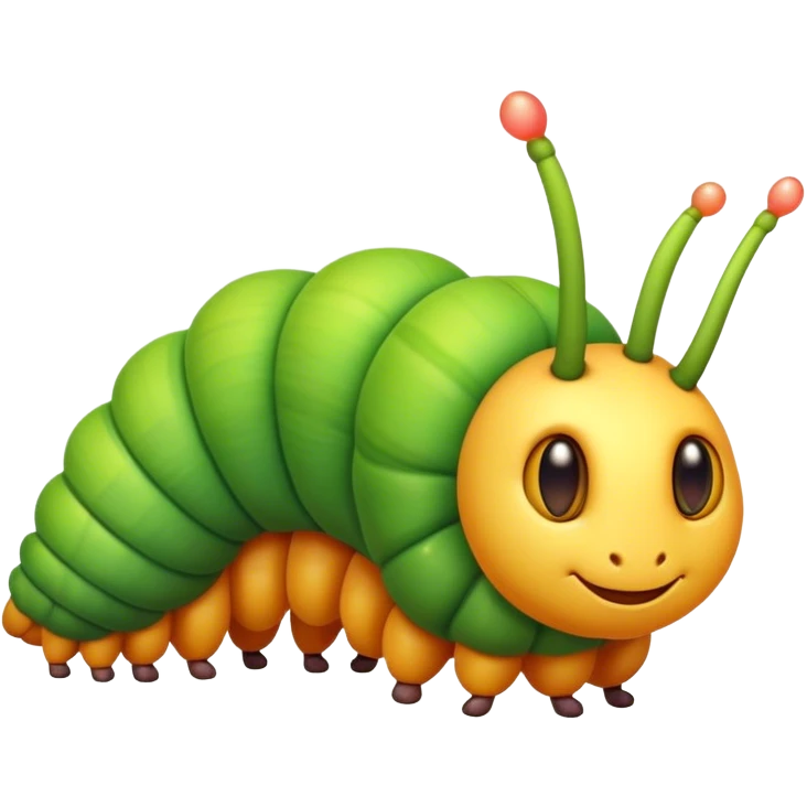 Cinematic Noble Caterpillar Portrait Emoji, Poised and vibrant, with a segmented, gently curving body adorned in bright, lively hues and delicate, inquisitive eyes, Simplified yet charmingly detailed features, highly detailed, glowing with a soft, verdant radiance, high shine, intelligent and resilient, stylized with an air of natural transformation, focused and curious, soft glowing outline, capturing the essence of a watchful caterpillar that appears ready to inch out of the screen with gentle determination! emoji