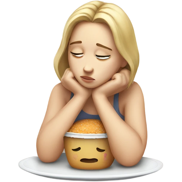 sad white girl thinking about food emoji