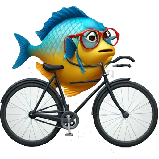 A fish on the bicycle with glasses  emoji
