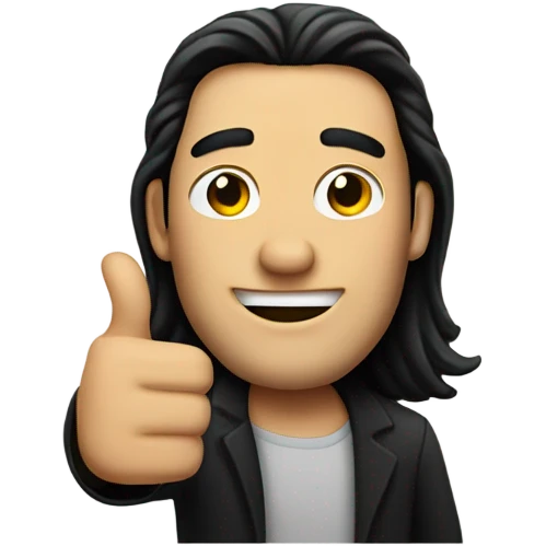 White man with long dark hair giving a thumbs up emoji