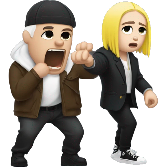 billie eilish fighting a mafia boss while yodeling emoji