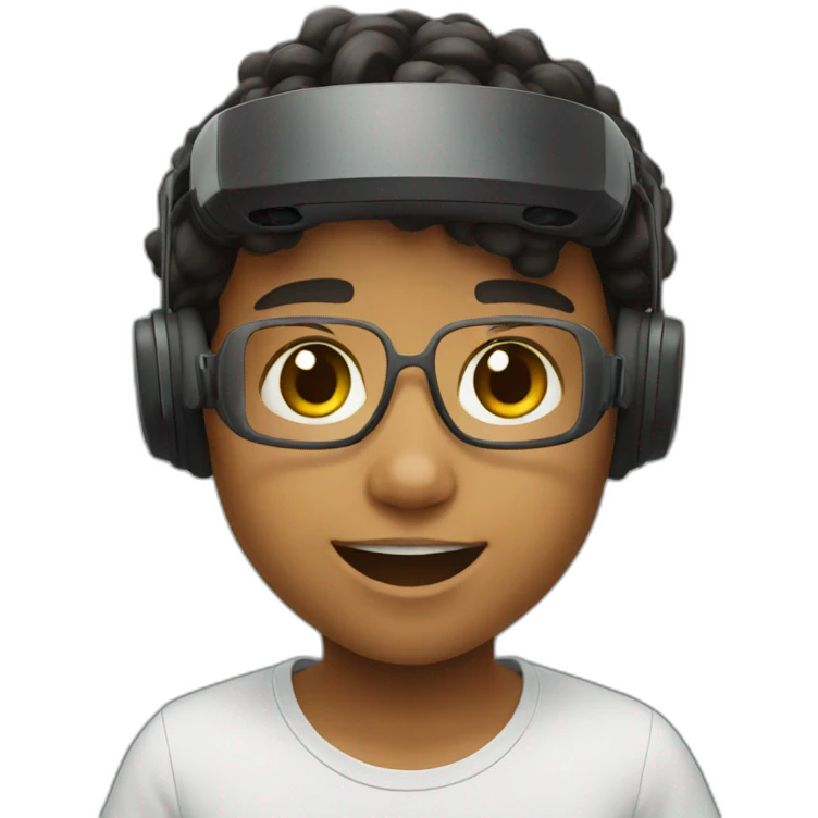 Kid using VR emoji