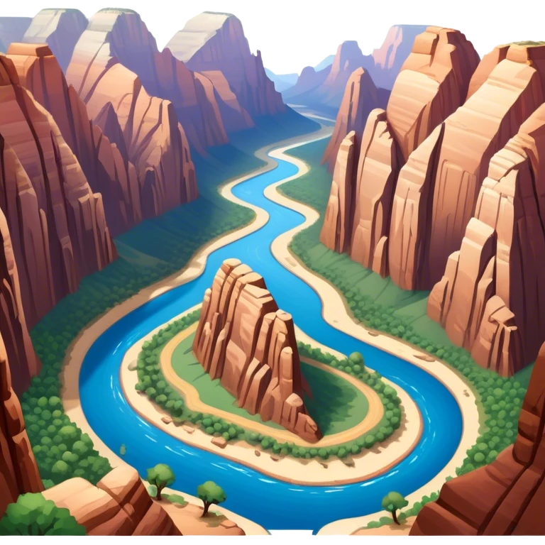 isometric zion national park, the Narrows emoji