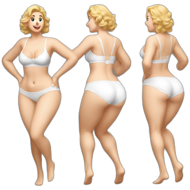 Hyperrealistic Full body Caucasian curvy beauty jumping white knickers back and front views black skirt strong wind emoji