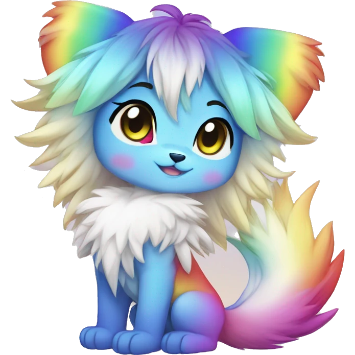Anthro rainbow-gradient-shiny-Chibi-style-Fur-Sona-Fakémon Full Body emoji