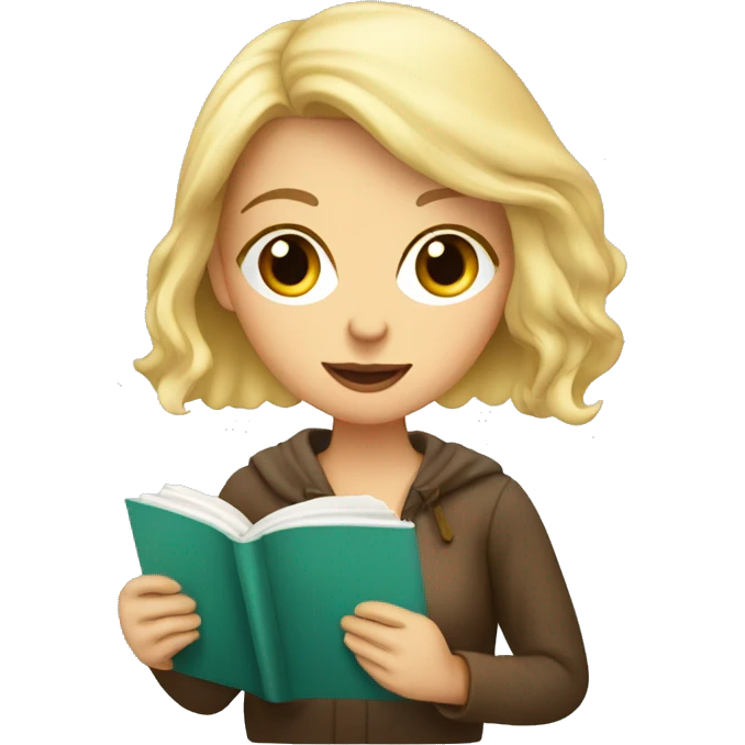 blonde girl drinking coffee with a book  emoji